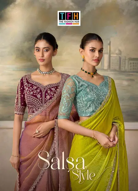 Salsa Style 6 By Tfh Tussar Silk Fabric Saree Collections